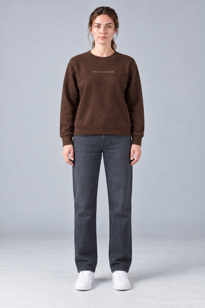 Women’s Espresso Brushed Cotton Fleece Core Sweatshirt – Regular Fit