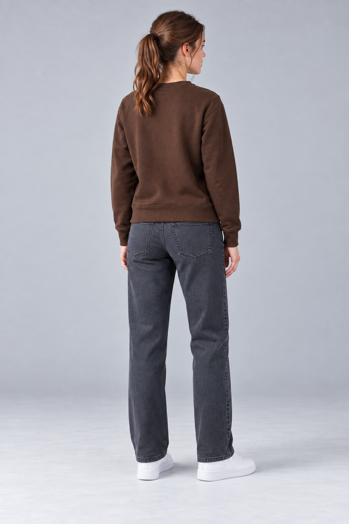 Women’s Espresso Brushed Cotton Fleece Core Sweatshirt – Regular Fit