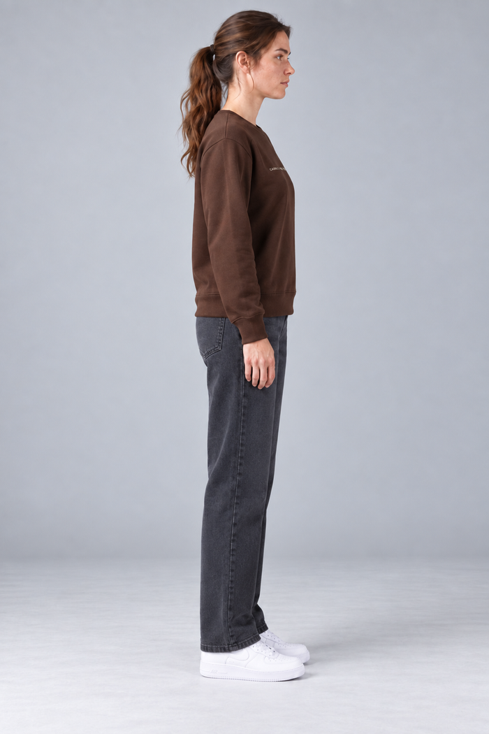 Women’s Espresso Brushed Cotton Fleece Core Sweatshirt – Regular Fit