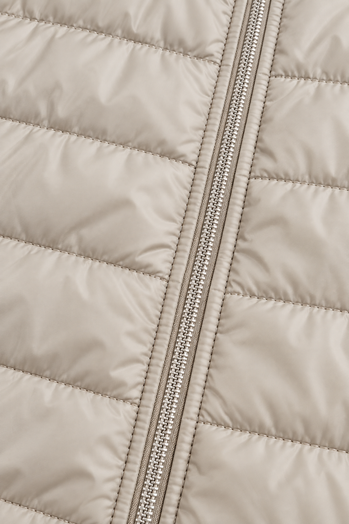 Women’s Lightweight Reversible Nylon Puffer Jacket – Champagne Beige Regular Fit