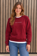 Women’s Merlot Cotton Brushed Fleece Sweatshirt | Core Regular Fit Crew Neck