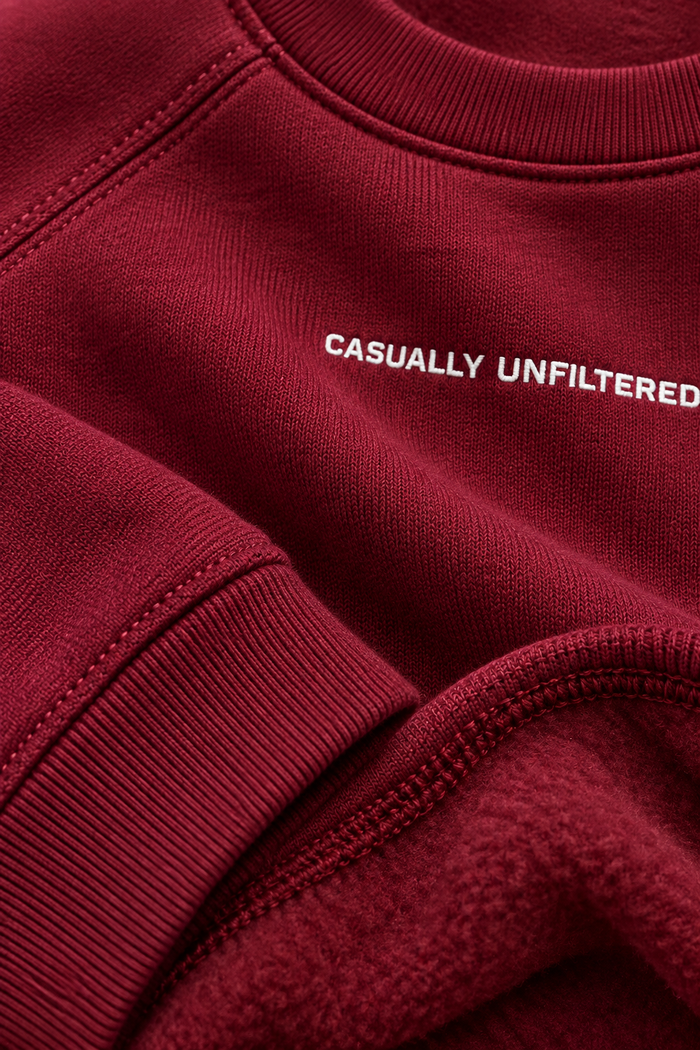 Women’s Merlot Cotton Brushed Fleece Sweatshirt | Core Regular Fit Crew Neck