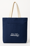 Women's Navy Blue Canvas Tote Hand Bag with Front Pocket | Eco-Friendly Cotton Shoulder Shopping Bag | 30 x 35 cm