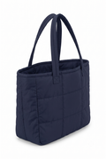 Women's Navy Blue Puffer Tote Handbag | Lightweight Shoulder Bag | Large Capacity Everyday Tote Bag with Front Pockets