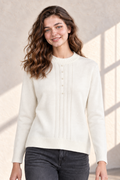 Women’s Off White Knit Sweater – Regular Fit Full Sleeve Winter Pullover