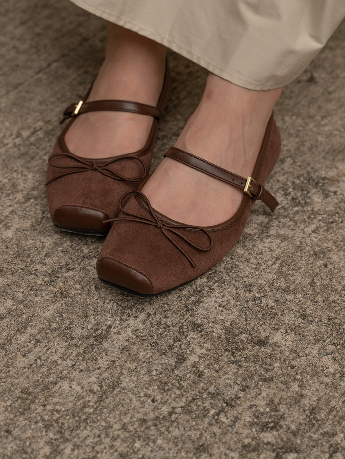 Yeri Square Toe Mary Jane with Bow Ballerina & Flats