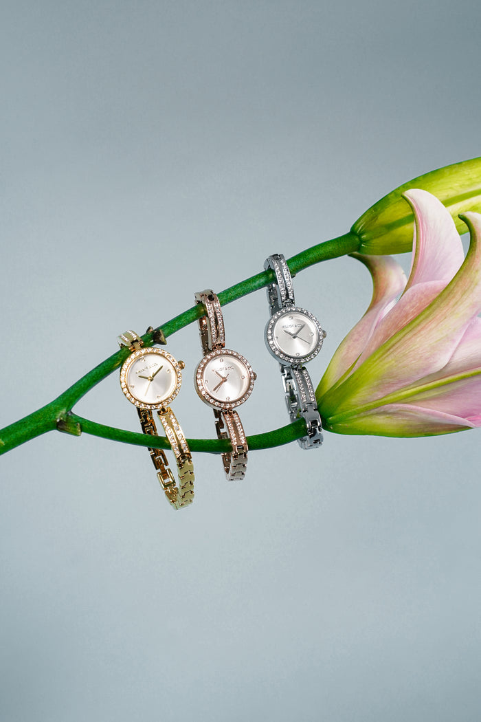 Yuna Rhinestone Analog Watch (Gold)