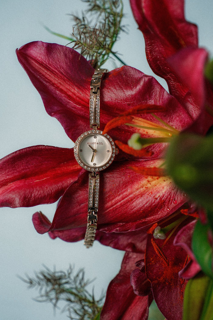 Yuna Rhinestone Analog Watch (Rose Gold)