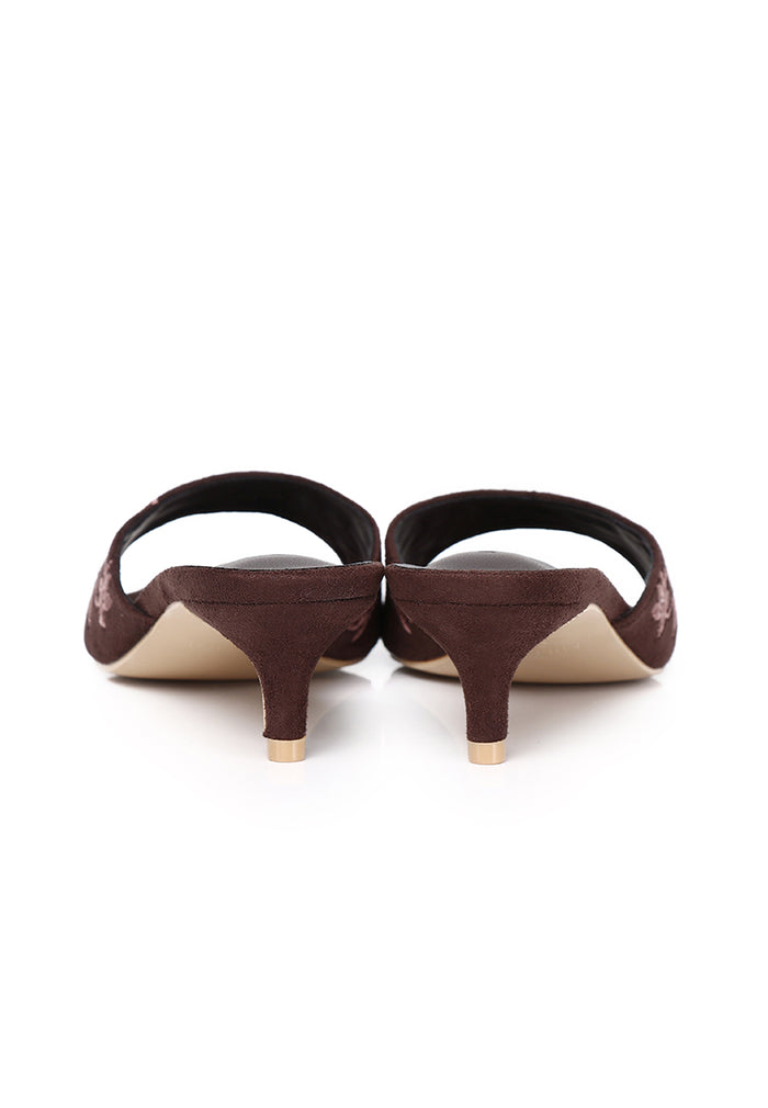 Zana Embroided Kitten Heels (Espresso)